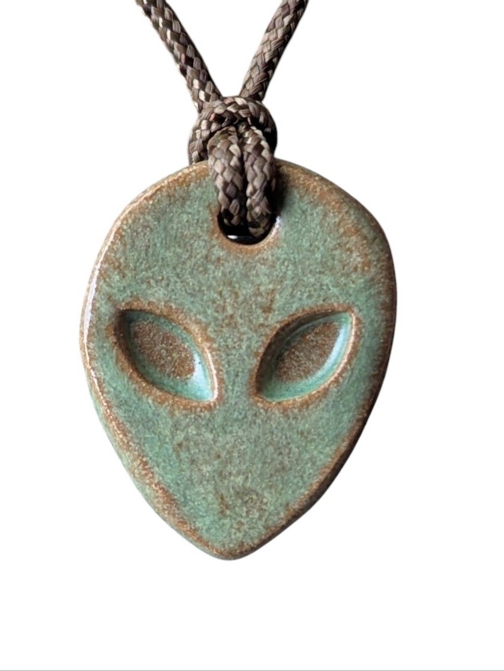 Green Ceramic Alien Pendant Necklace